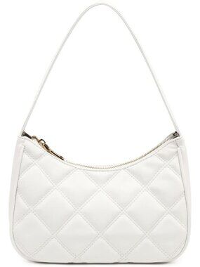 Women's White Lg Zipper Tote Handbag Mini Shoulder Imported Clutch Purses